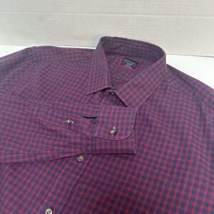 UNTUCKit Andretti Slim‎ Fit Red & Navy Blue Check Cotton Button Front Shirt XL